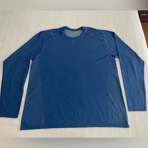 LULULEMON Men’s Long Sleeve Shirt, XXL, Blue, moisture wicking